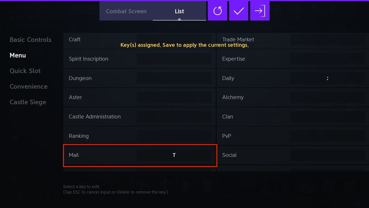 setting lineage2m purple keyboard